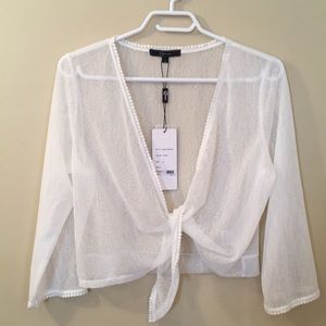 Sheer, white, long sleeve cover up